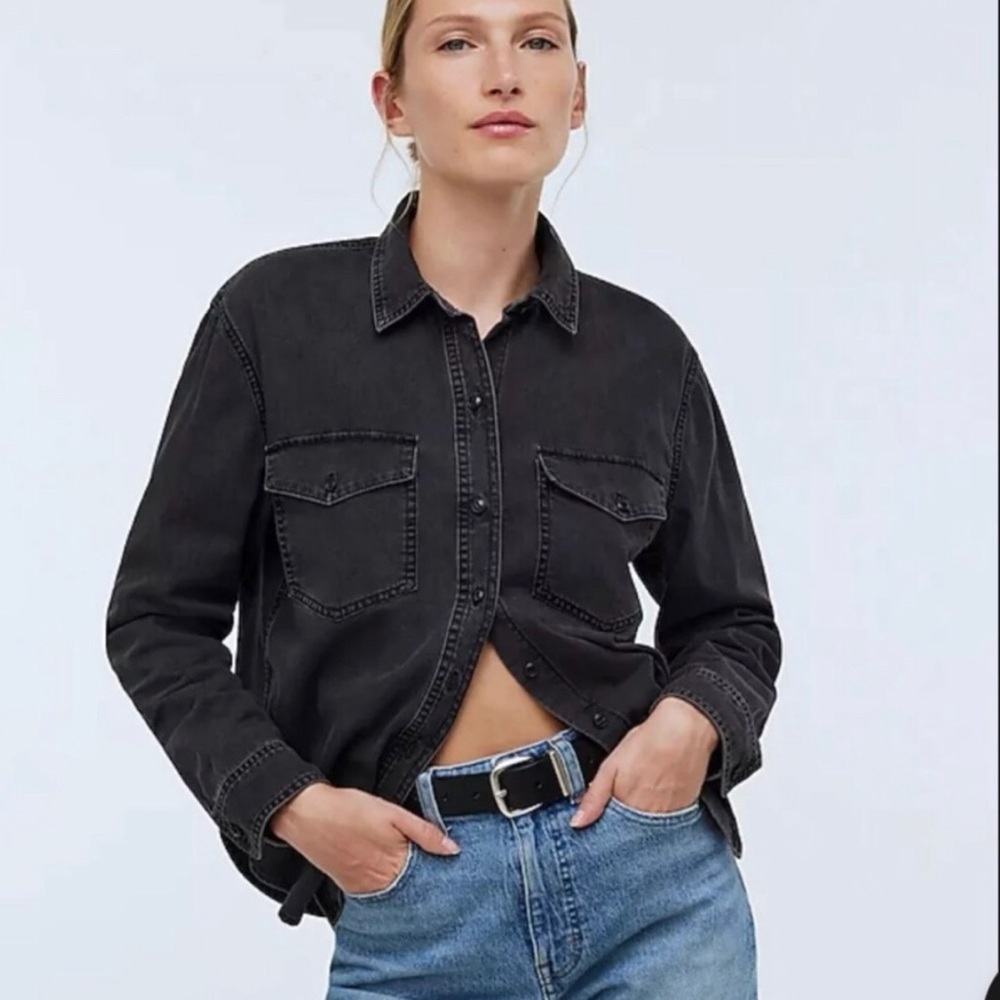 Madewell Black Washed Button-Down Shirt